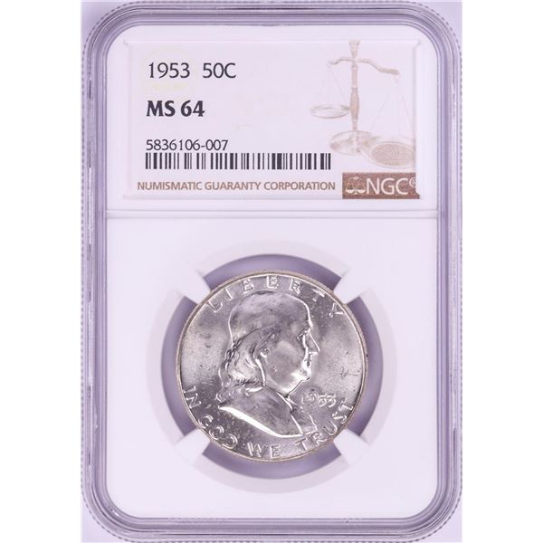 1953 Franklin Half Dollar Coin NGC MS64