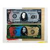 Image 1 : Steve Kaufman (1960-2010) "500 and 1000 Dollar Bills" Original Mixed Media on Canvas