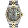 Image 1 : Rolex Men's Two Tone Stainless Steel & Gold MOP Emerald String Diamond Datejust Watch