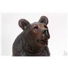 Image 2 : Vintage/antique Black Forest hand carved bear motif humidor with inset glass eyes and attached match