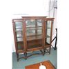 Image 1 : Antique oak single door display cabinet with barley twist supports