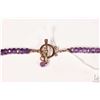 Image 2 : Amethyst gemstone beaded necklace with 9kt rose gold clasp and bead 18" in length