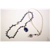 Image 1 : Lapis Lazuli beaded necklace and pendant and a pearl necklace with hammered heart and crystal beads