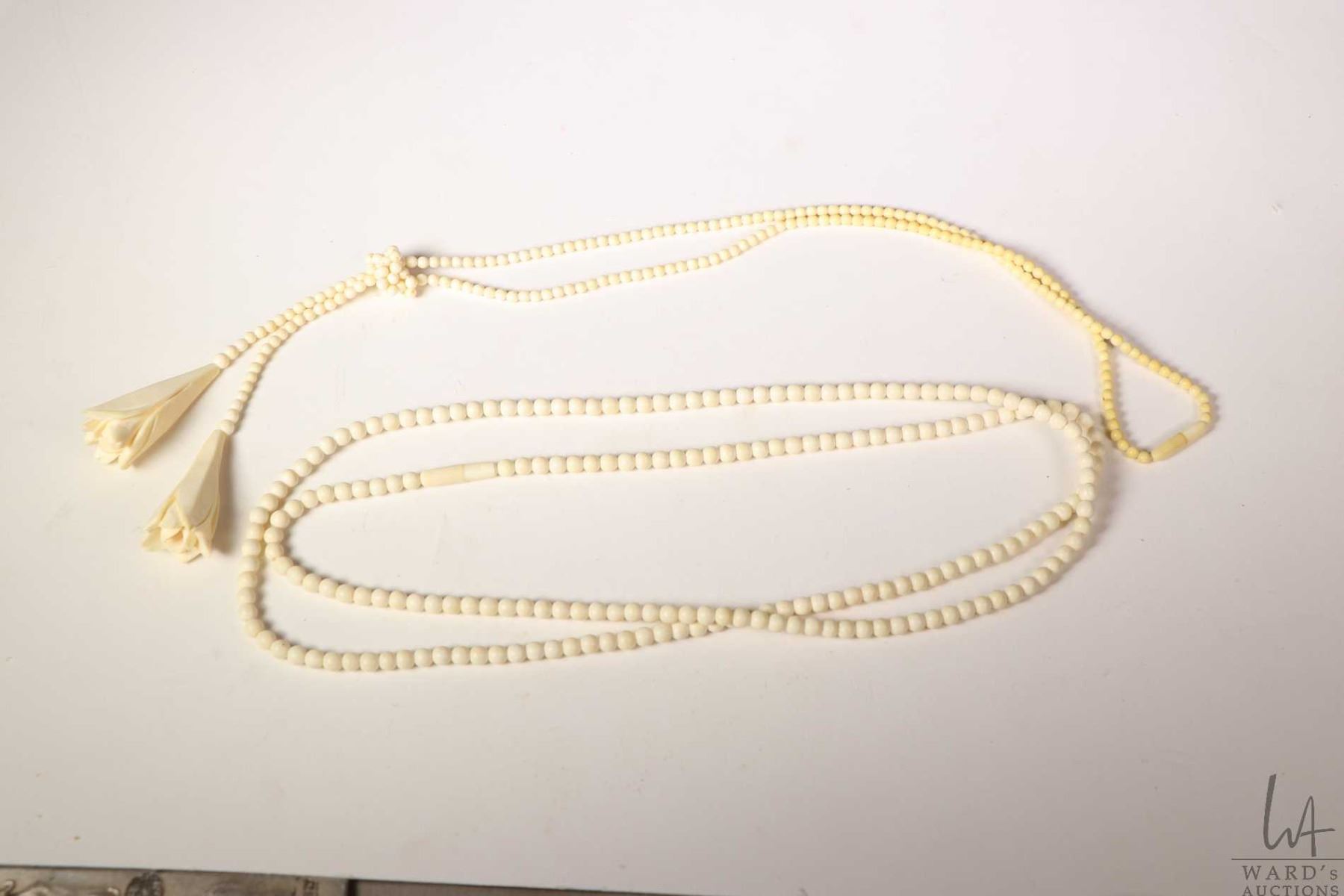 Ivory Chain Two vintage ivory necklaces including 30