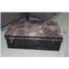 Image 1 : Antique all metal steamer trunk, missing one latch