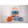 Image 1 : Selection of Fiesta including orange cup and saucer and blue cream, lidded sugar and tray plus a Wor