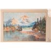 Image 2 : Framed original watercolour painting of a shore line camp near the mountain signed by artist W.T. Wo