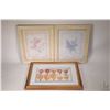 Image 1 : Four framed artworks including original watercolour floral signed by artist, 8" X 11", gilt framed d