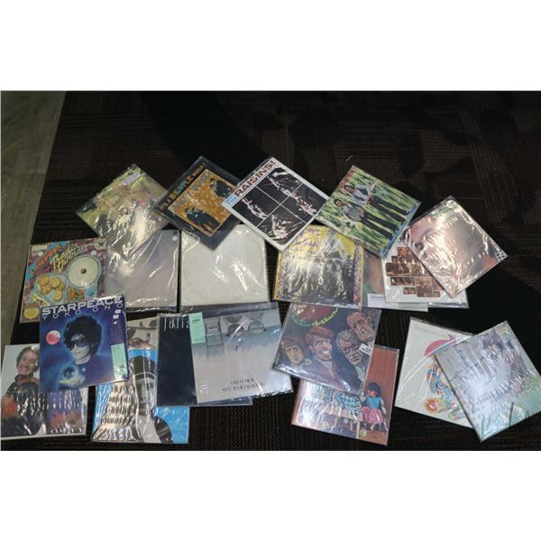 Twenty one assorted LPs including Beatles, George Harrison , "Meet the Raisins", Splinter, John Lenn