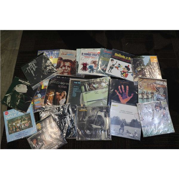 Twenty two assorted LPs including George Harrison, "Nilsson Schmilsson", Keith Moon, James Taylor, B