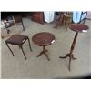 Image 1 : Game Stand 23"H 19"RD, Walnut Stand- 20"x 16" x 13"  & Pedestal Stand 36" 11"RD