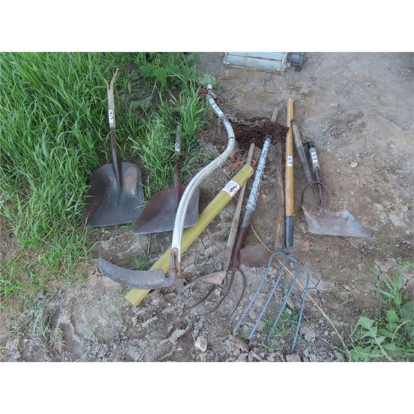 Hand Yard Tools, Al Handled Scythe, Forks, & Shovels