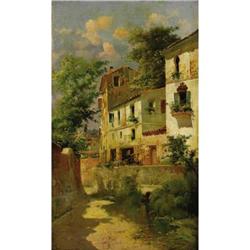 Jose M. Jardines, Casa Espanoles, Oil on canvas