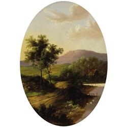 C. Morris Oil on board Figure on Country Road