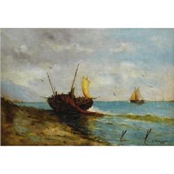 Carlo Brancaccio (Italian, 1861-1920) Seaboat at