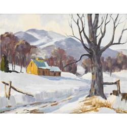 Anthony Thieme Oil on canvasboard Snow Scene