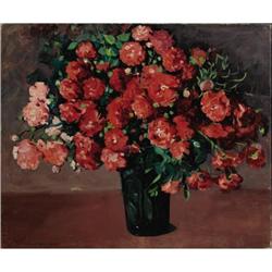 Jane Peterson Oil on canvas Red Flowers