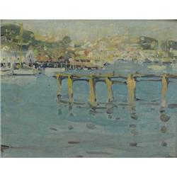 Jane Peterson, Old Pier Gloucester, oil painting