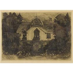 RODOLPHE BRESDIN (French 1822-1885) La maison...