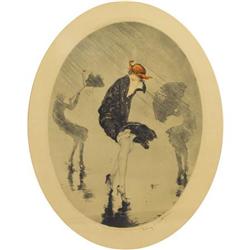 Louis Icart (French, 1888-1950) L'Averse, Rain,