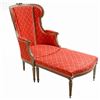 Image 1 : Louis XV Style Upholstered Wing Chair and Ottoman