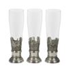 Image 1 : Set of Three Pewter and Glass Champagne Flutes