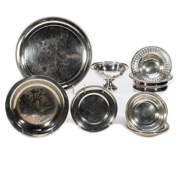 James Wyeth Etched Sterling Plate and Sterling bowls.