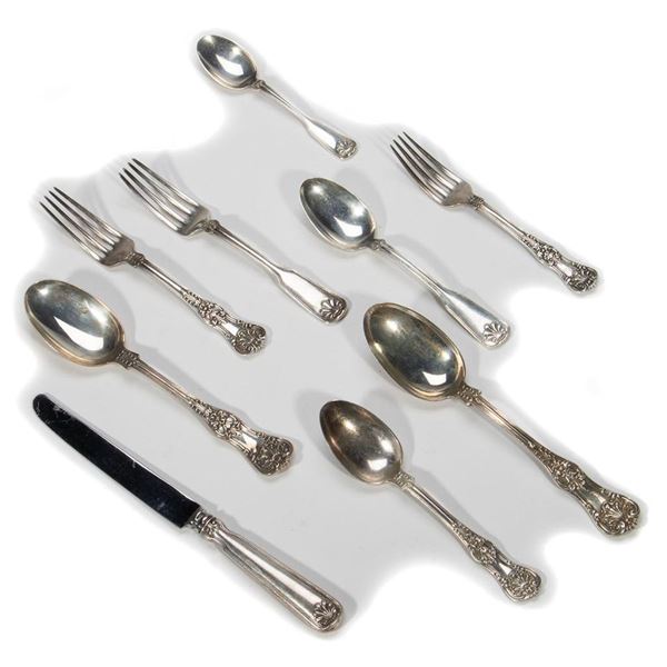 Tiffany Sterling Flatware English King Pattern Partial Service