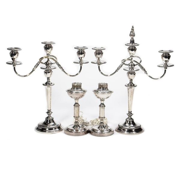 Pair Sheffield Plate Candelabra