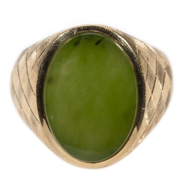 Jade and 14k gold ring