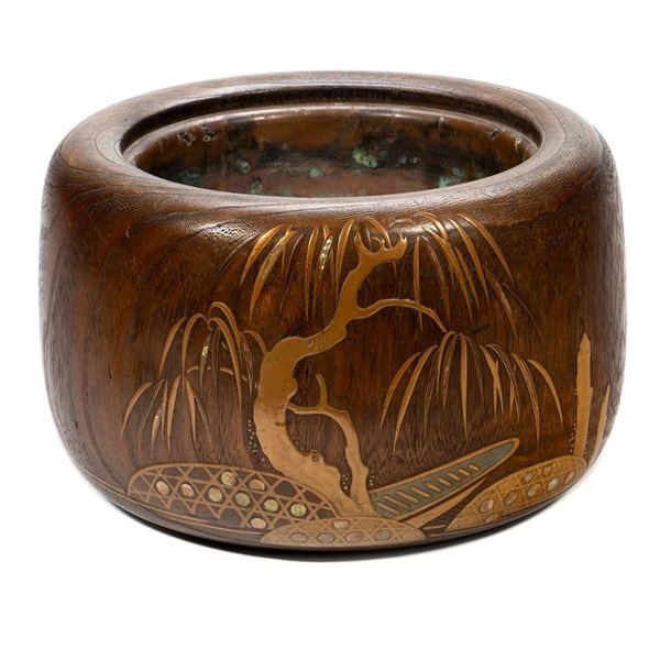 A Japanese Brass inlaid Jardiniere
