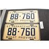 Image 1 : SASKATCHEWAN LICENSE PLATES SET..............1957