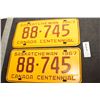 Image 1 : SASKATCHEWAN LICENSE PLATES SET..............1967 CANADA CENTENNIAL