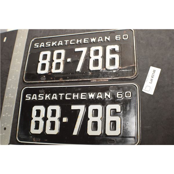 SASKATCHEWAN LICENSE PLATES SET..............1960