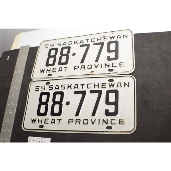 SASKATCHEWAN LICENSE PLATES SET..............1959