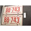 Image 1 : SASKATCHEWAN LICENSE PLATES SET..............1958