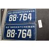 Image 1 : SASKATCHEWAN LICENSE PLATES SET..............1962