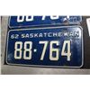 Image 2 : SASKATCHEWAN LICENSE PLATES SET..............1962