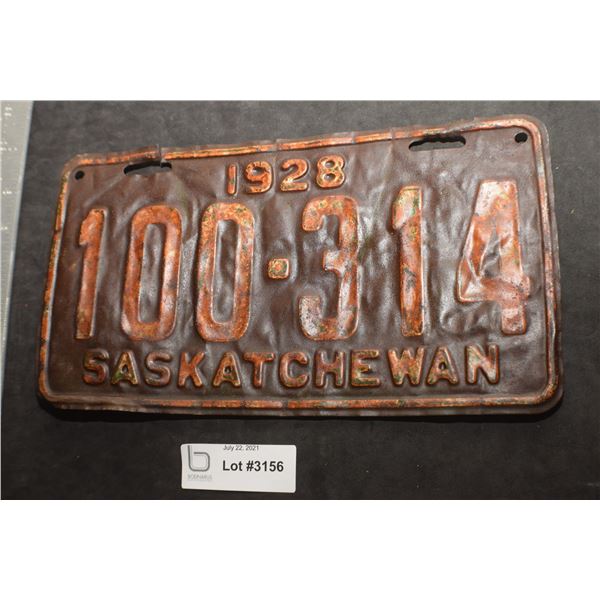 SASKATCHEWAN LICENSE PLATE..............1928