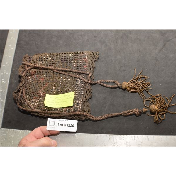 ANTIQUE 1800s PURSE WITH BRASS TASSLES