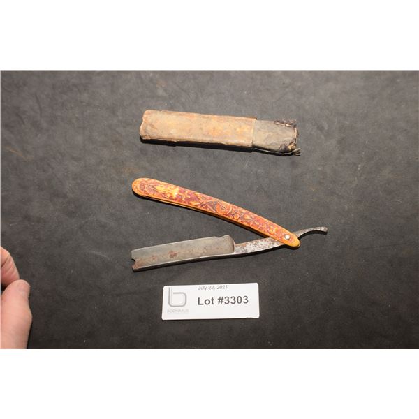 ANTIQUE HUNTING THEME STRAIGHT RAZOR