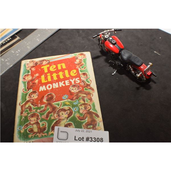 HARLEY DAVIDSON MOTORCYCLE TOY AND ANTIQUE BOOK