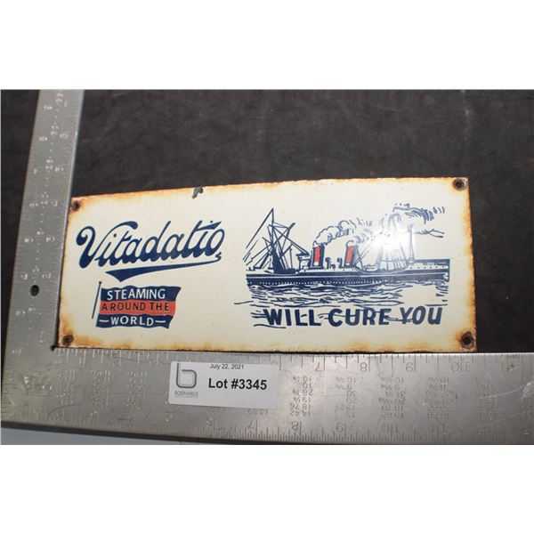 HEAVY PORCELAIN STEEL ADVERTISING FANTASY SIGN......VITADATIO MEDICINES