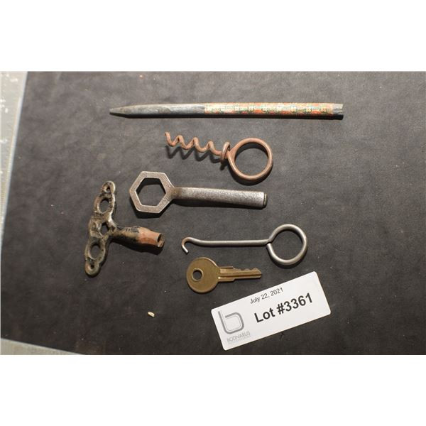 SCYTHE TOOL , CLOCK KEY , SLATE PENCIL , COLLAR HOOK ETC
