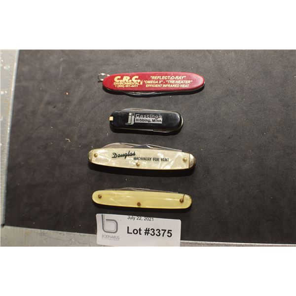 4 ADVERTISING KNIVES 2 OF WHICH ARE OLD