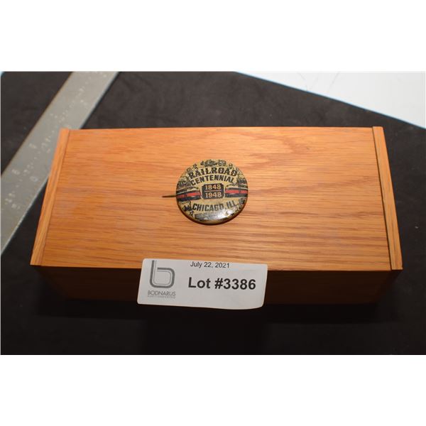 1948 RAILWAY PINBACK & OAK BOX