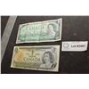 1973 AND 1967 CANADA CANADIAN $1 MONEY BILL BANK NOTE