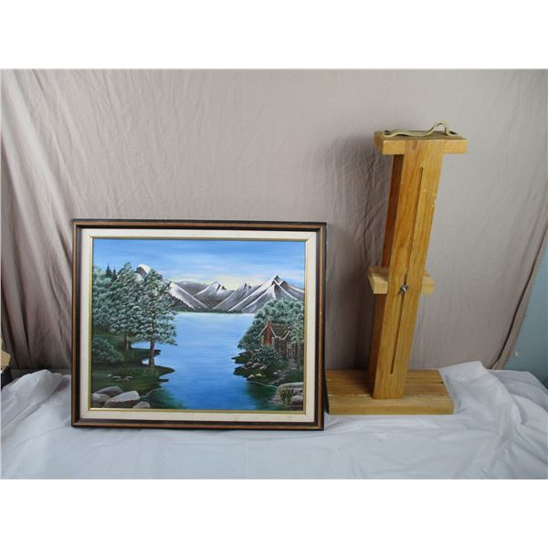 Original Oil Painting + Wooden Painting Transporter - Cabin in the woods