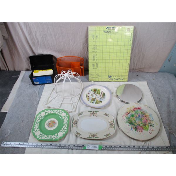 Organizer, Hat Dryer, corkboard, plates, misc