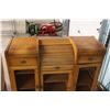 Image 2 : Vintage Wooden Cabinet with Roller Drawer Top, Glass Doors - 46"wide, 48" Tall, 17"deep